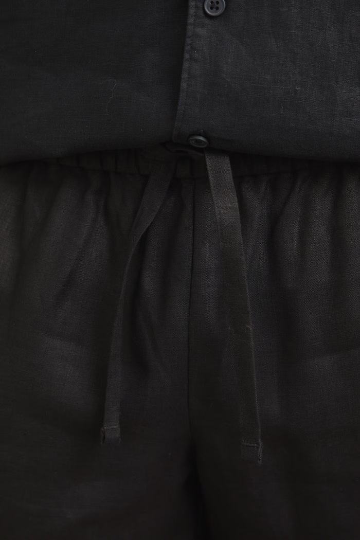 szorty chino męskie lniane czarny RS26-SZM090