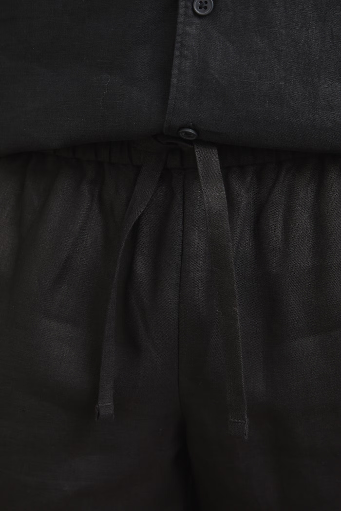 szorty chino męskie lniane czarny RS26-SZM090
