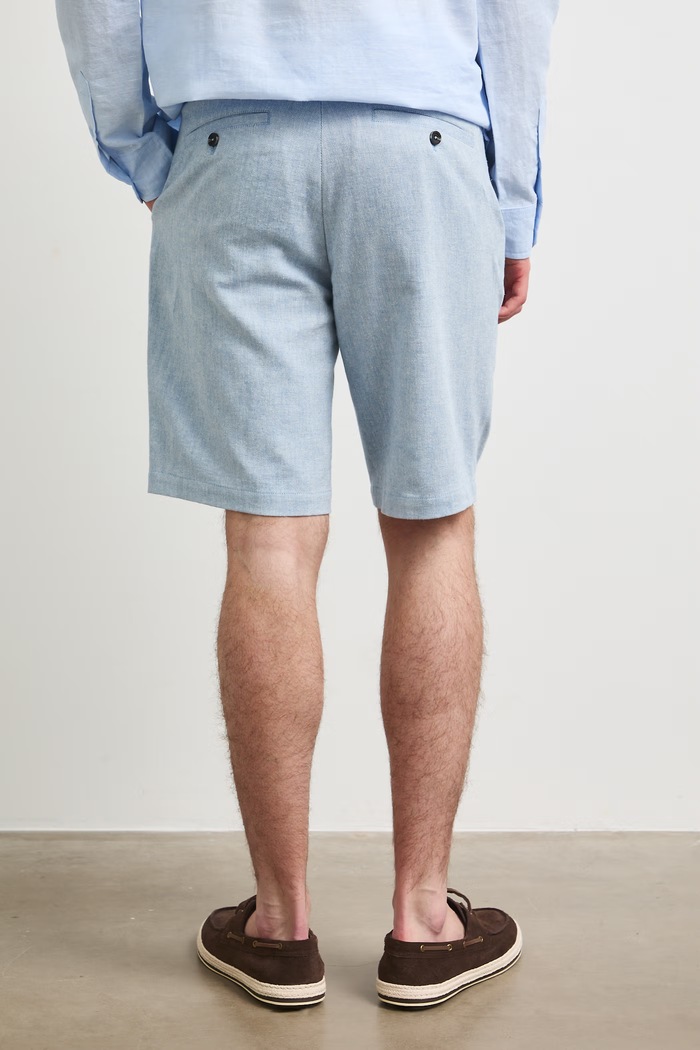 Odzież Szorty chino męskie z dodatkiem lnu regular waist RS26-SZM904 niebieski