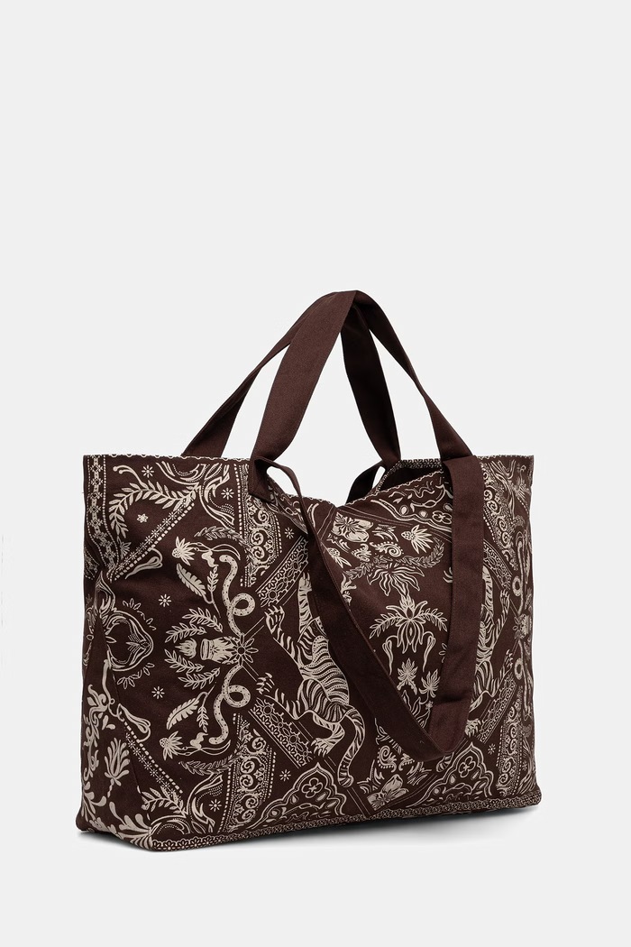Medicine geantă shopper damskă de bumbac RS26-TCD901 maro RS26