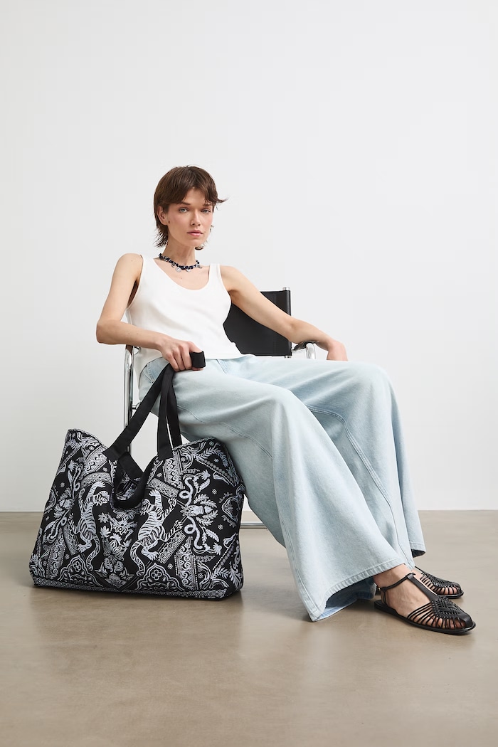 Medicine geantă shopper pentru femei, din bumbac negru RS26-TCD901
