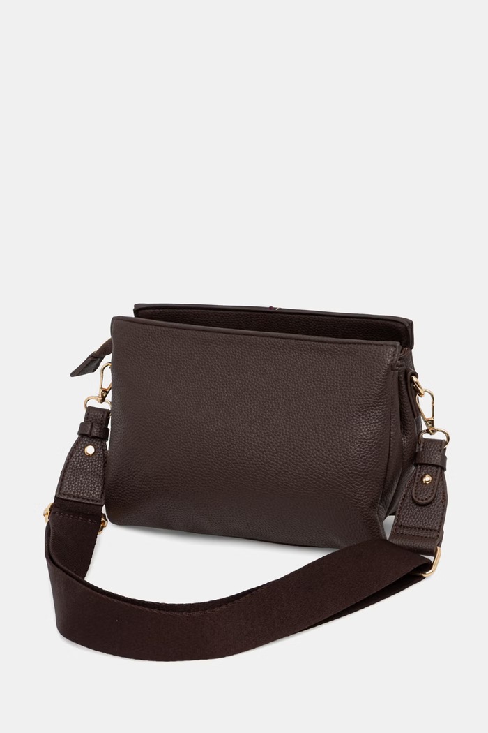 Akcesoria Torebka crossbody damska z imitacji skóry z aplikacją RS26-TOD908 brązowy