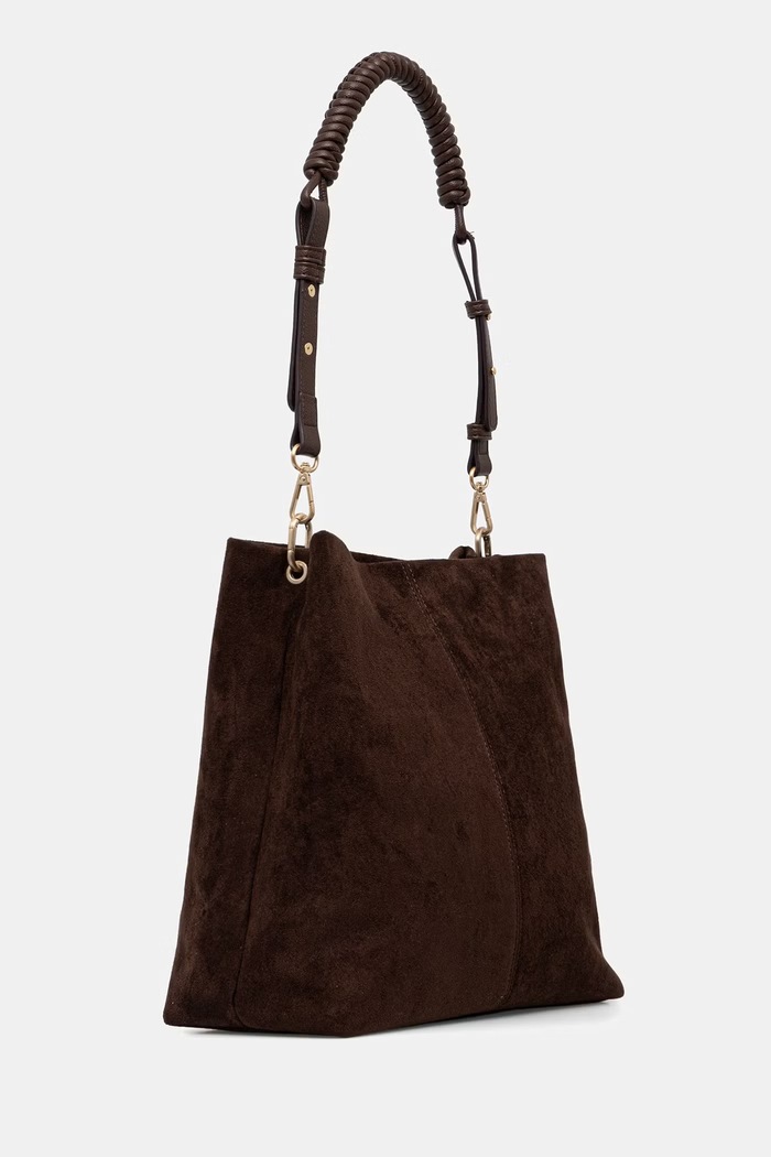 Akcesoria Medicine torebka shopper damska z imitacji zamszu RS26-TOD910 brązowy