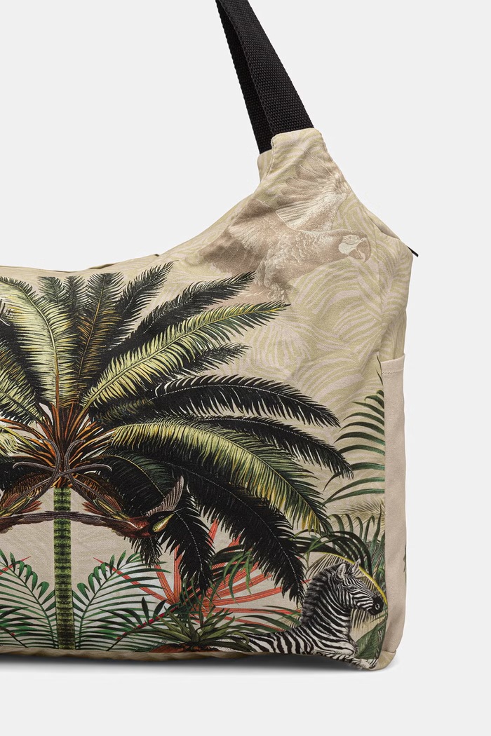 Doplnky Kabelka typu shopper dámska bavlnená s motívom zeleniny RS26-TODB04 béžová