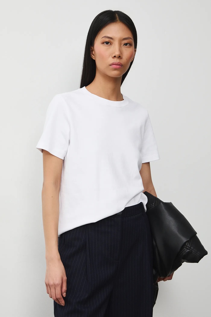 T-shirt bawełniany damski gładki bawełna biały RS26-TSD030