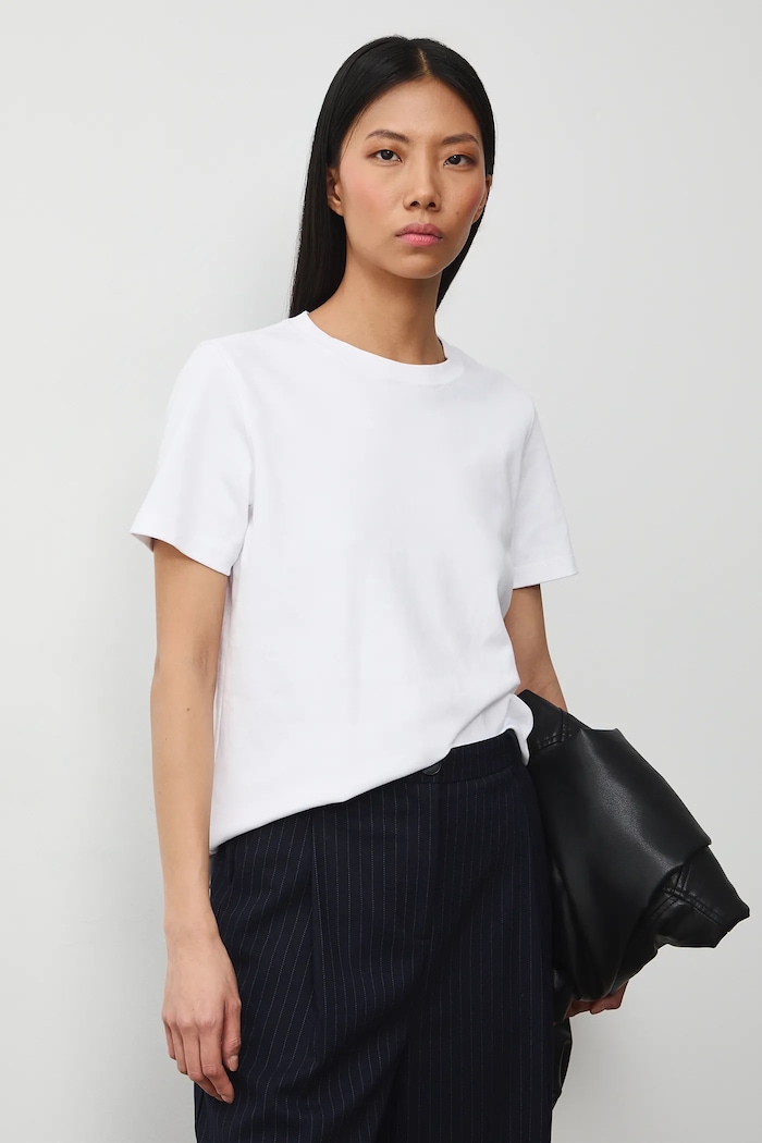 T-shirt bawełniany damski gładki bawełna biały RS26-TSD030