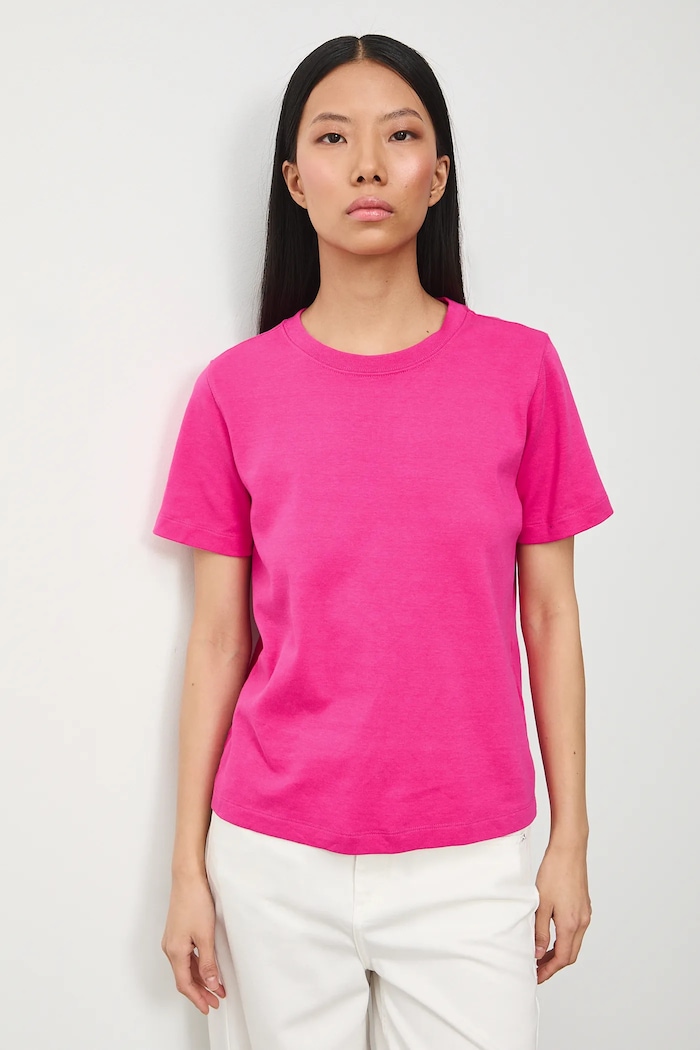 T-shirt bawełniany damski gładki bawełna różowy RS26-TSD030