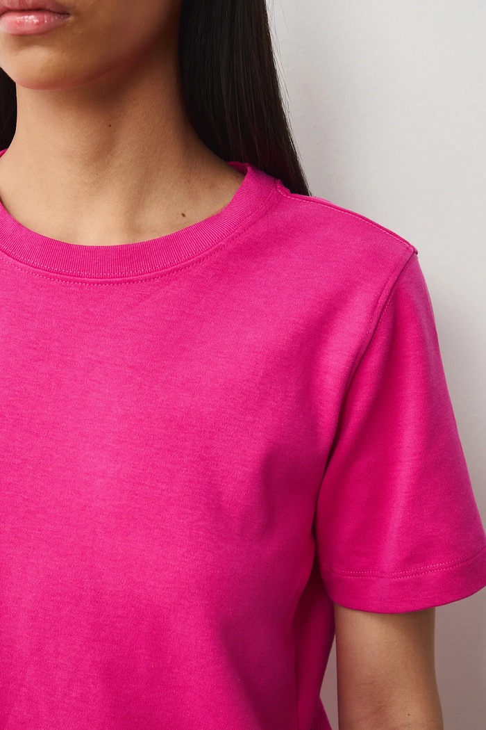 T-shirt bawełniany damski gładki RS26-TSD030 różowy