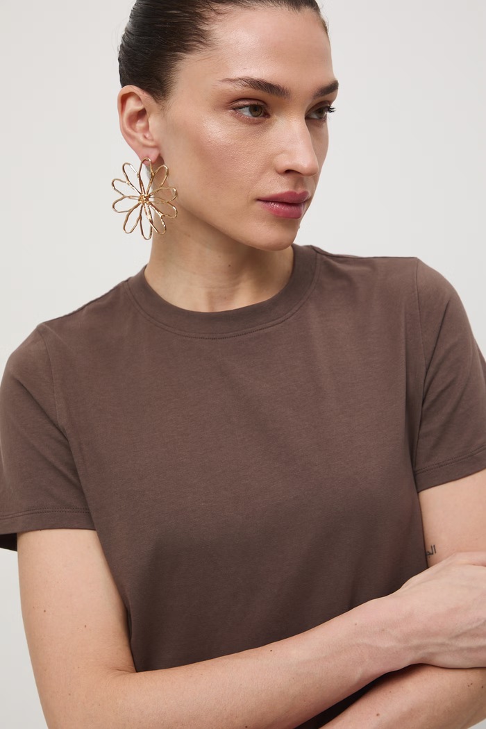 t-shirt damski bawełniany RS26-TSD050 brązowy