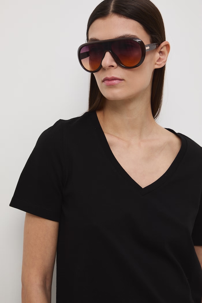 t-shirt damski bawełniany czarny RS26-TSD052
