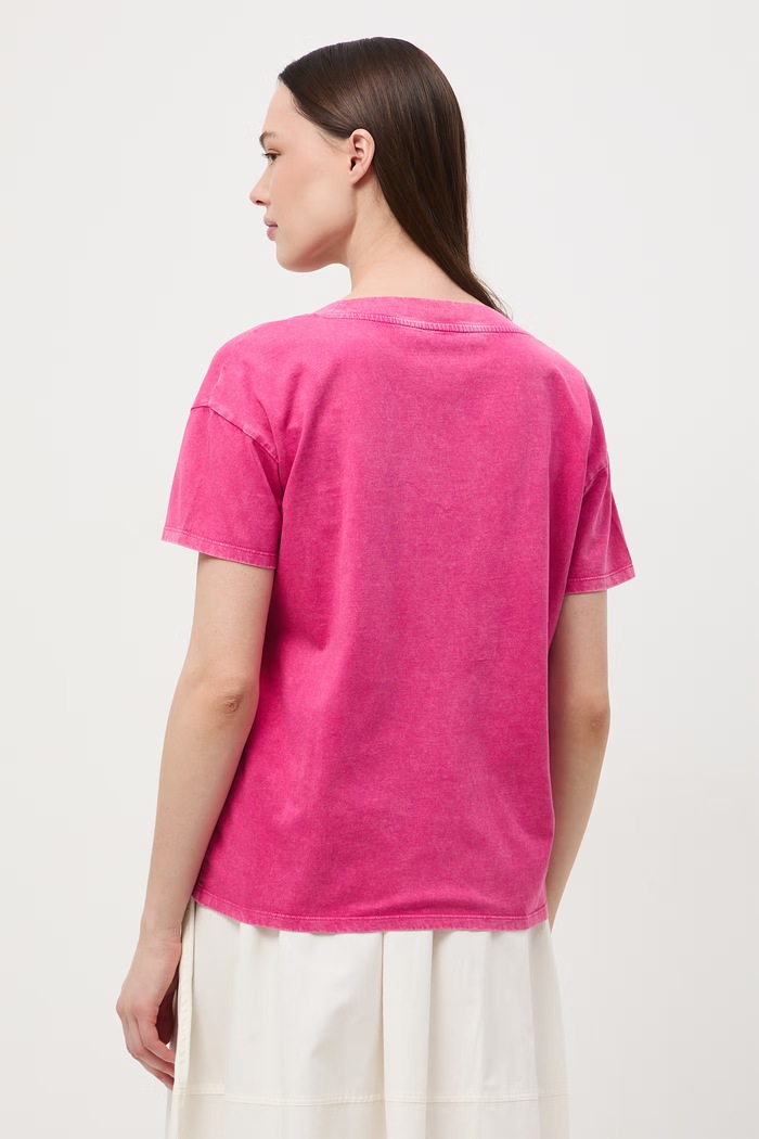 Odzież T-shirt oversize damski bawełniany RS26-TSD060 różowy