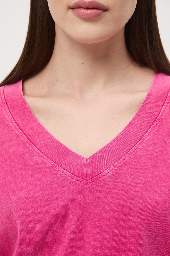 T-shirt oversize damski bawełniany RS26-TSD060 różowy