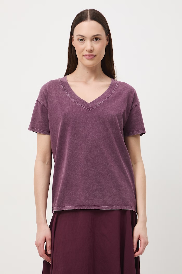 T-shirt oversize damski bawełniany RS26-TSD060 fioletowy RS26