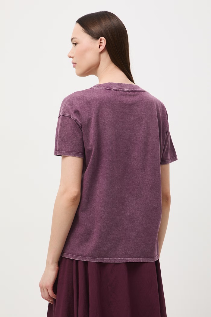 Odzież T-shirt oversize damski bawełniany RS26-TSD060 fioletowy
