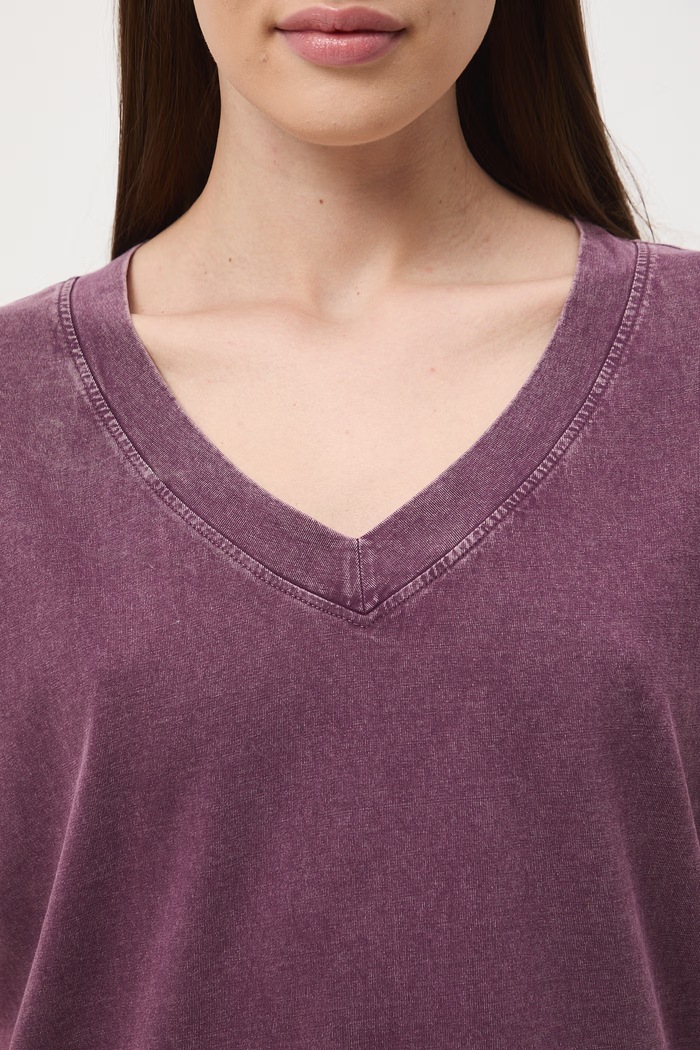 T-shirt oversize damski bawełniany RS26-TSD060 fioletowy