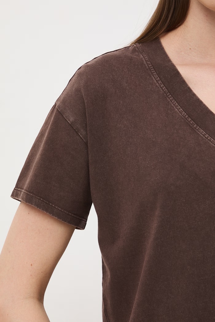 T-shirt oversize damski bawełniany RS26-TSD060 brązowy