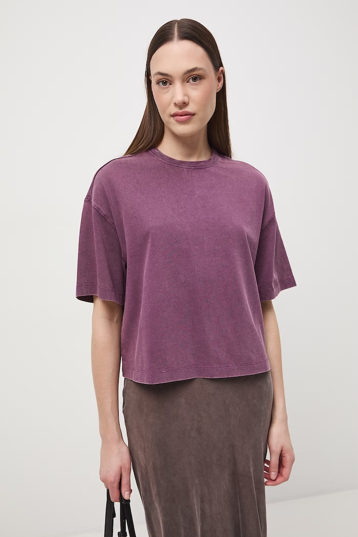 T-shirt damski bawełniany fioletowy RS26-TSD063