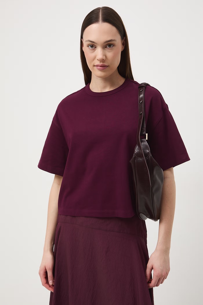 T-shirt damski bawełniany RS26-TSD063 bordowy RS26