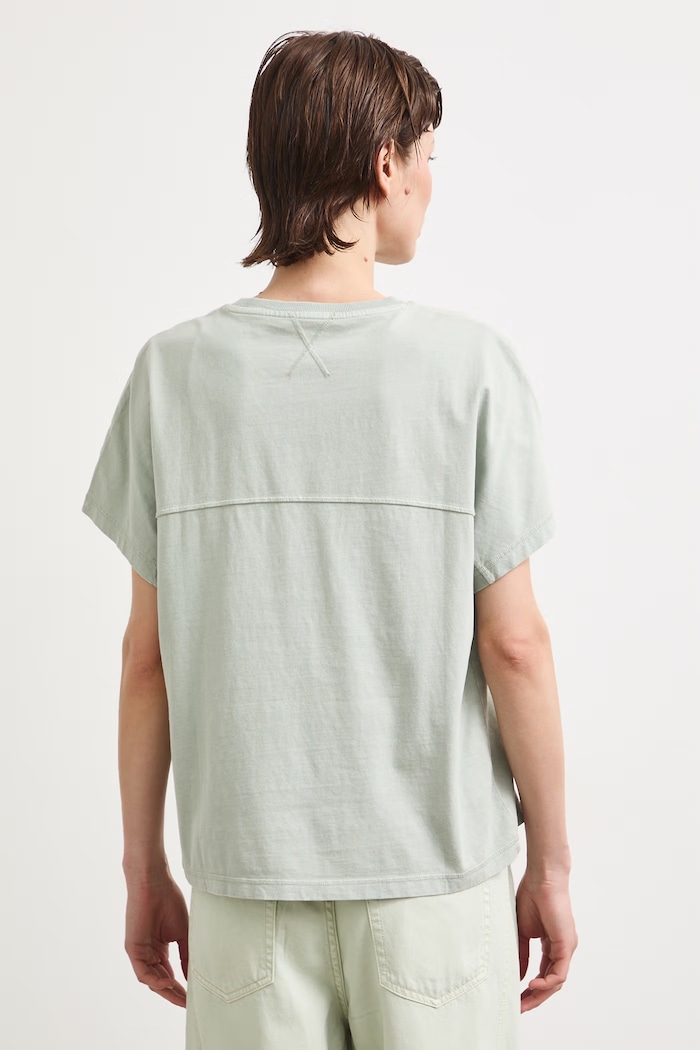 Odzież T-shirt damski bawełniany z efektem sprania RS26-TSD080 zielony