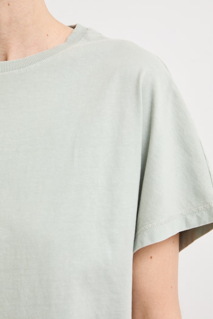 T-shirt damski bawełniany z efektem sprania RS26-TSD080 zielony