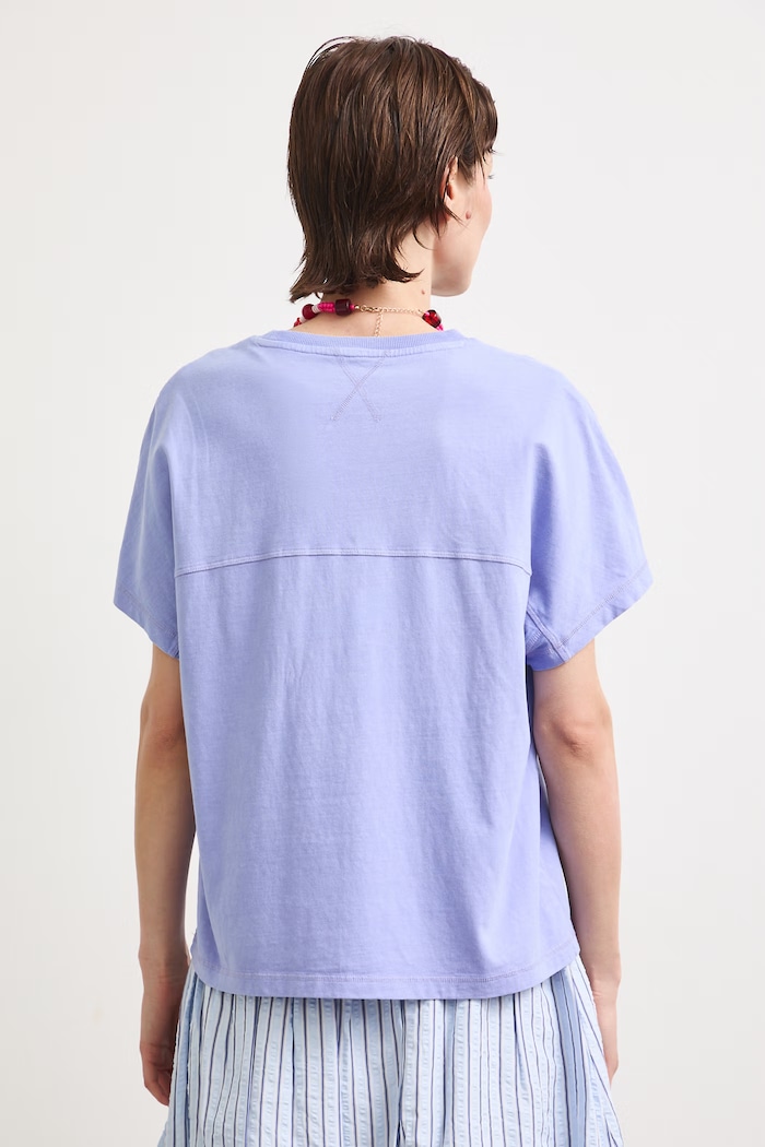 Odzież T-shirt damski bawełniany z efektem sprania RS26-TSD080 fioletowy