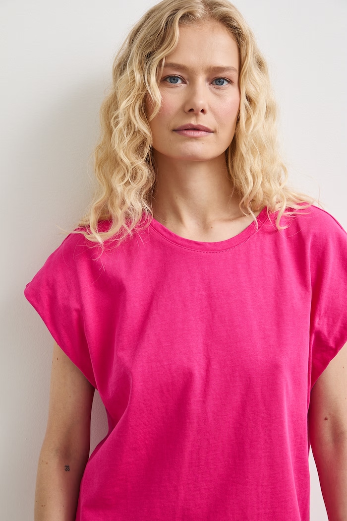 T-shirt damski bawełniany różowy RS26-TSD0B0