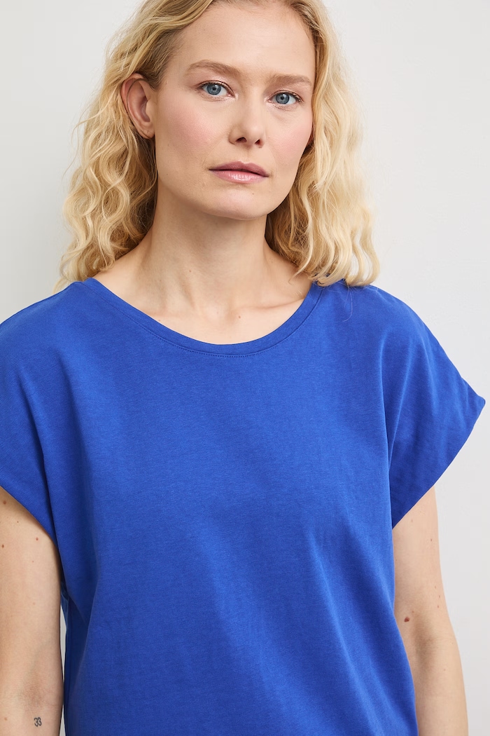 T-shirt damski bawełniany niebieski RS26-TSD0B0