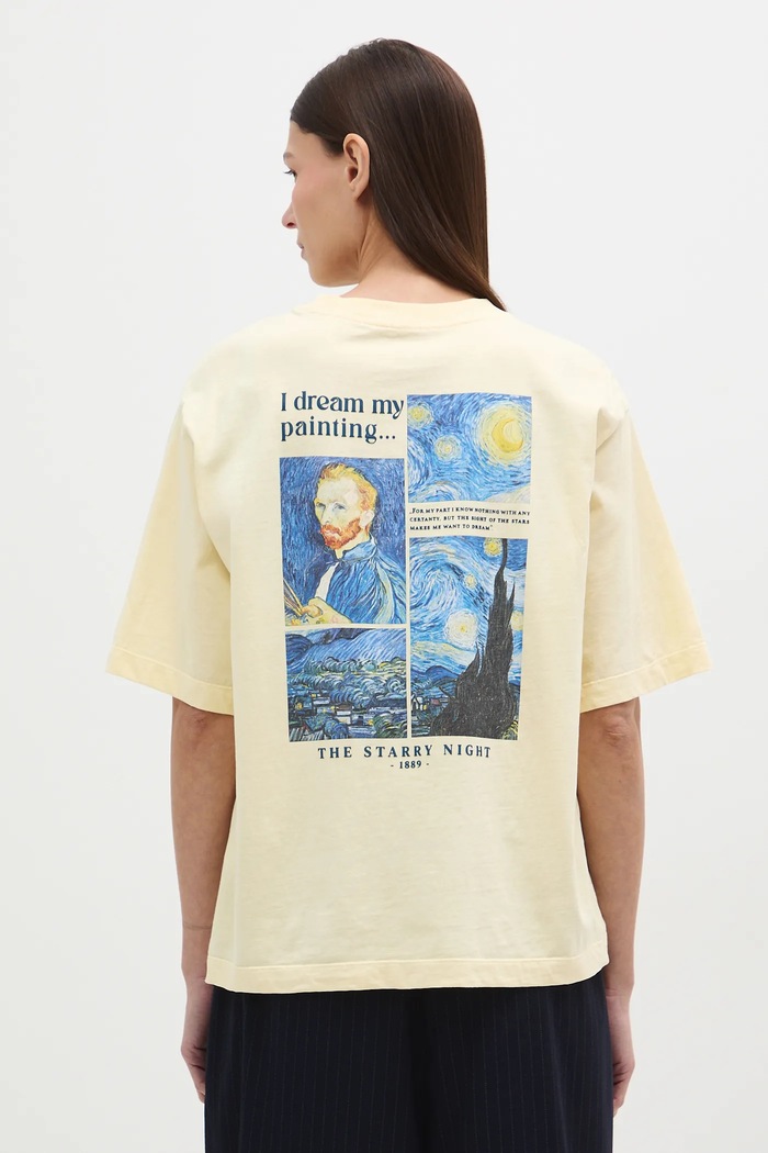 T-shirt bawełniany damski z kolekcji Eviva L'arte żółty RS26-TSD260