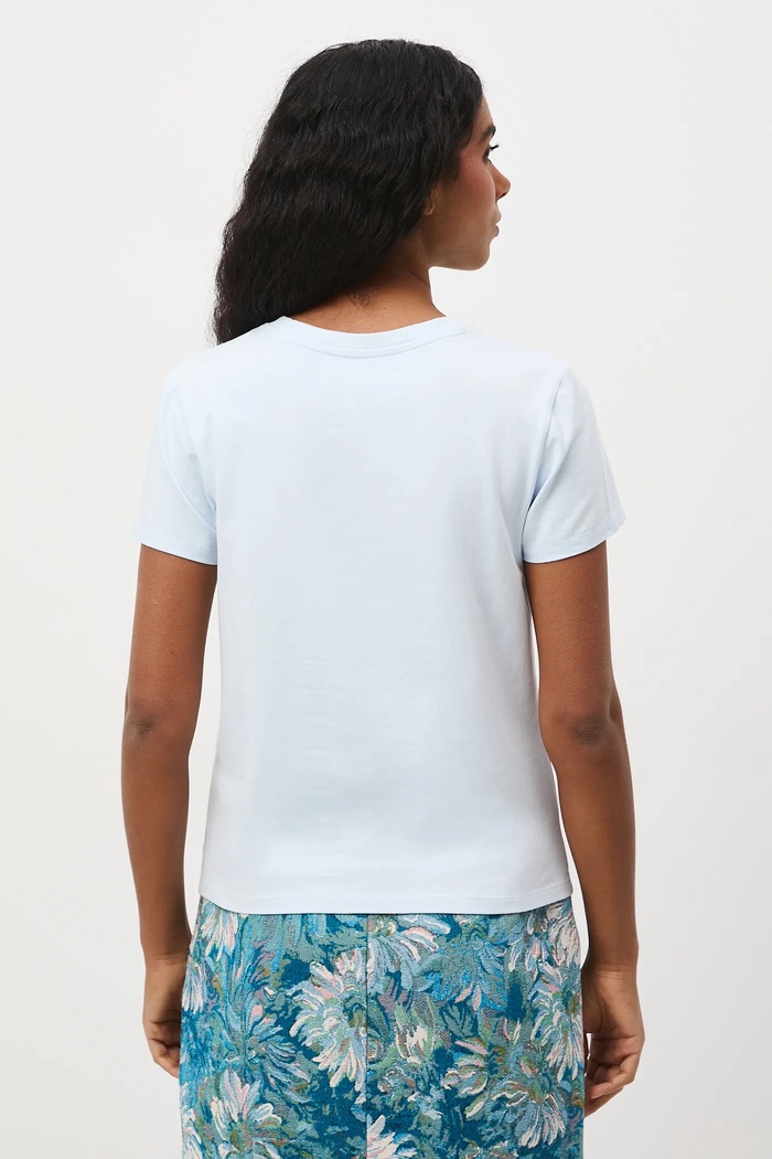 T-shirt bawełniany damski z elastanem z kolekcji Eviva L'arte niebieski RS26-TSD261
