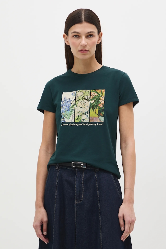 T-shirt bawełniany damski z elastanem z kolekcji Eviva L'arte RS26-TSD261 zielony RS26