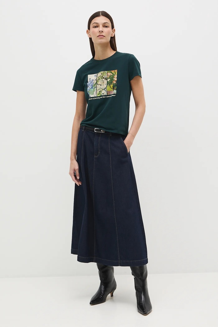T-shirt bawełniany damski z elastanem z kolekcji Eviva L'arte okrągły zielony RS26-TSD261