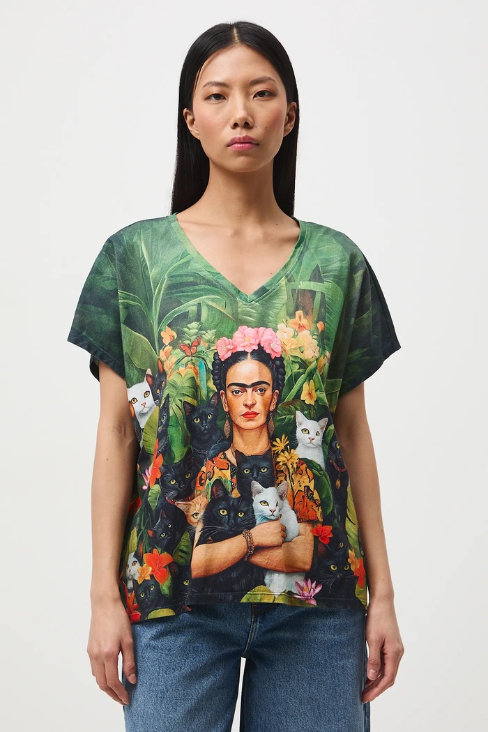 Odzież T-shirt bawełniany damski z okazji Dnia Kota RS26-TSD356 multicolor