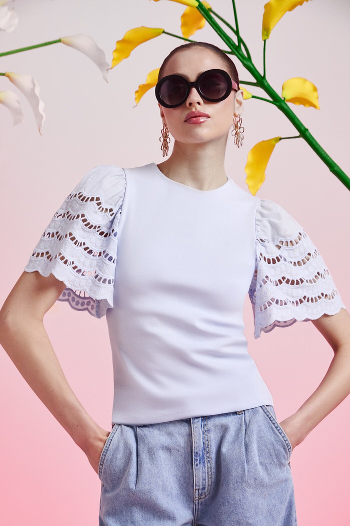 T-shirt bawełniany damski z elastanem gładki gładkie niebieski RS26-TSD401