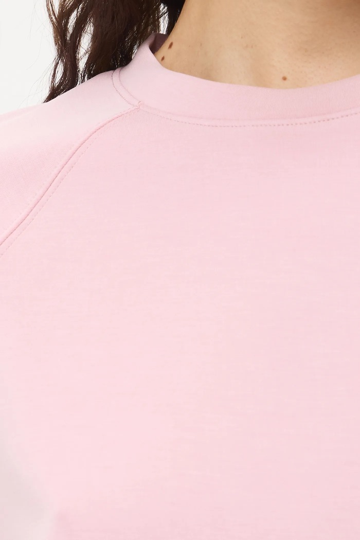 T-shirt damski interlock z modalem gładki RS26-TSD402 różowy