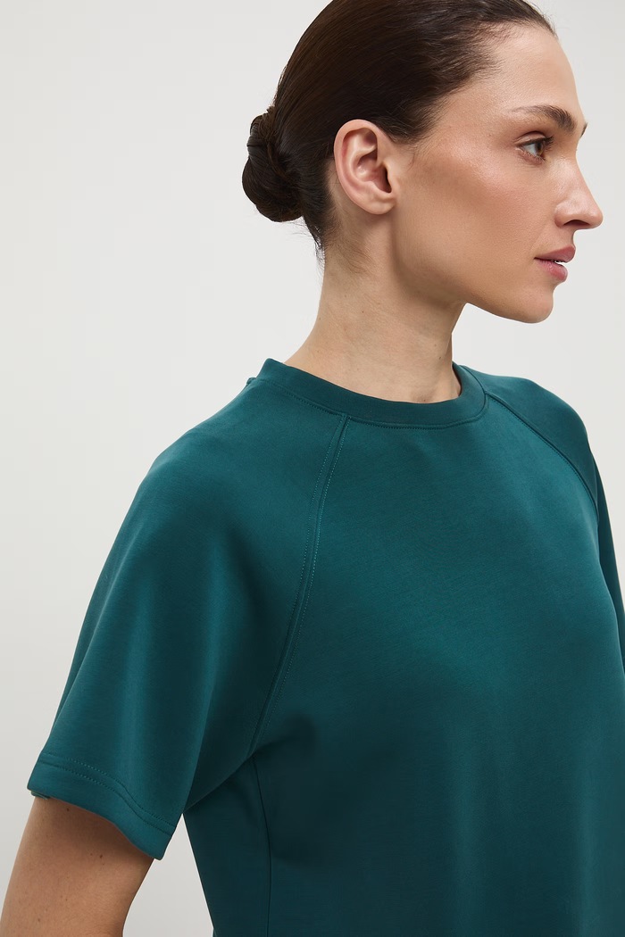 T-shirt damski interlock z modalem gładki gładkie turkusowy RS26-TSD402