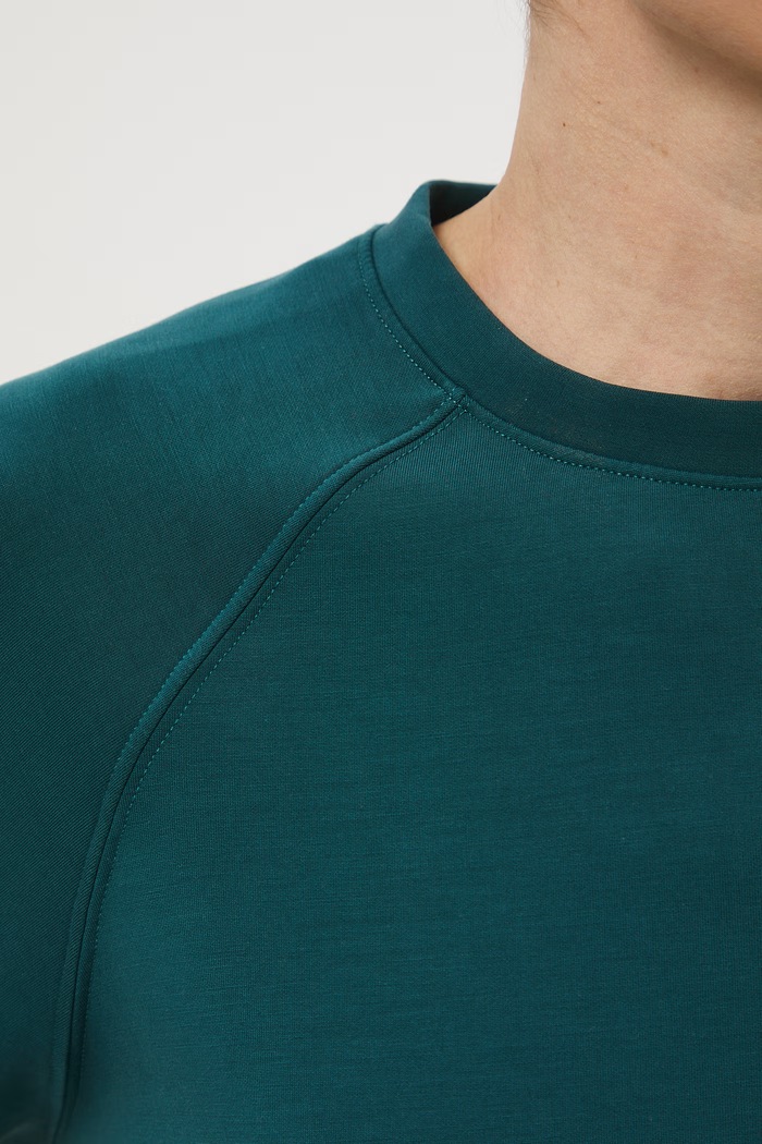 T-shirt damski interlock z modalem gładki RS26-TSD402 turkusowy