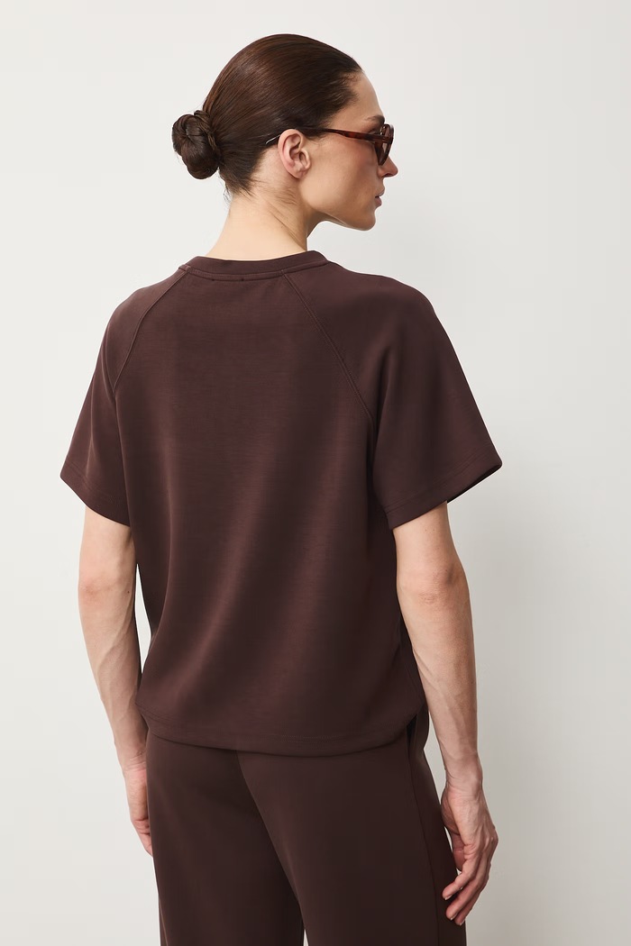 Odzież T-shirt damski interlock z modalem gładki RS26-TSD402 brązowy