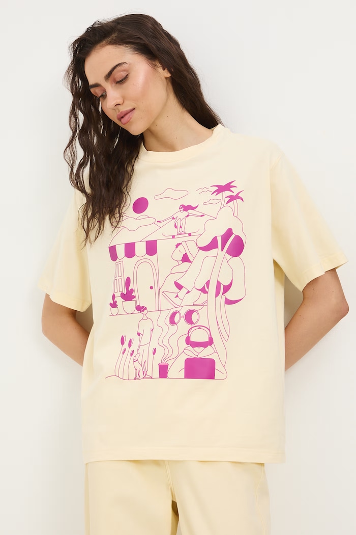 Oversize tričko dámske bavlnené by Marcela Wokan, Graphics Series RS26-TSD452 žltá RS26