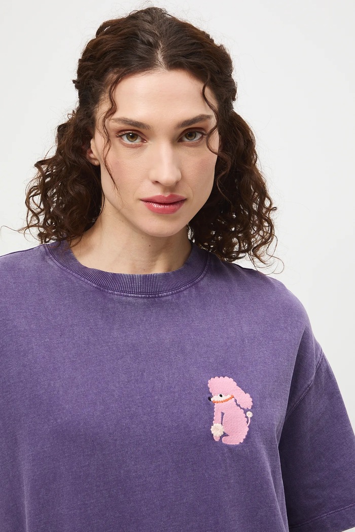 Medicine tricou oversized pentru femei, din bumbac RS26-TSD454 violet
