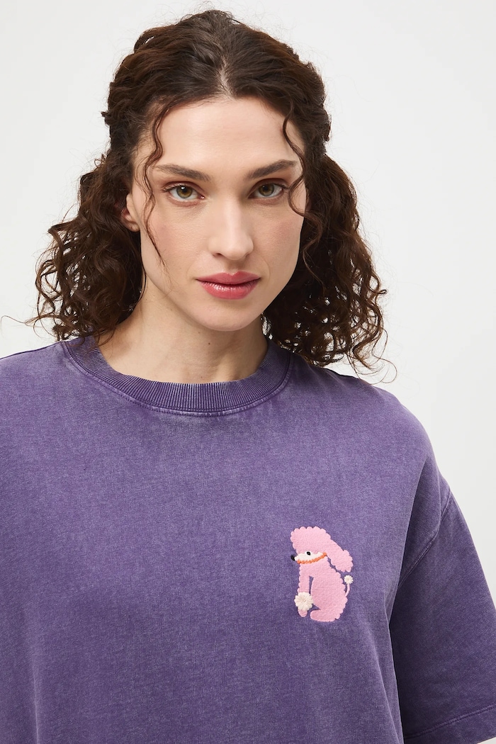 Medicine tricou oversized pentru femei, din bumbac RS26-TSD454 violet
