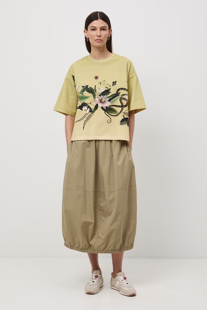T-shirt oversize damski bawełniany z elastanem RS26-TSD506 zielony RS26