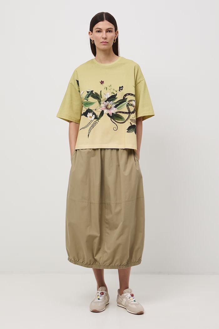 T-shirt oversize damski bawełniany z elastanem RS26-TSD506 zielony RS26