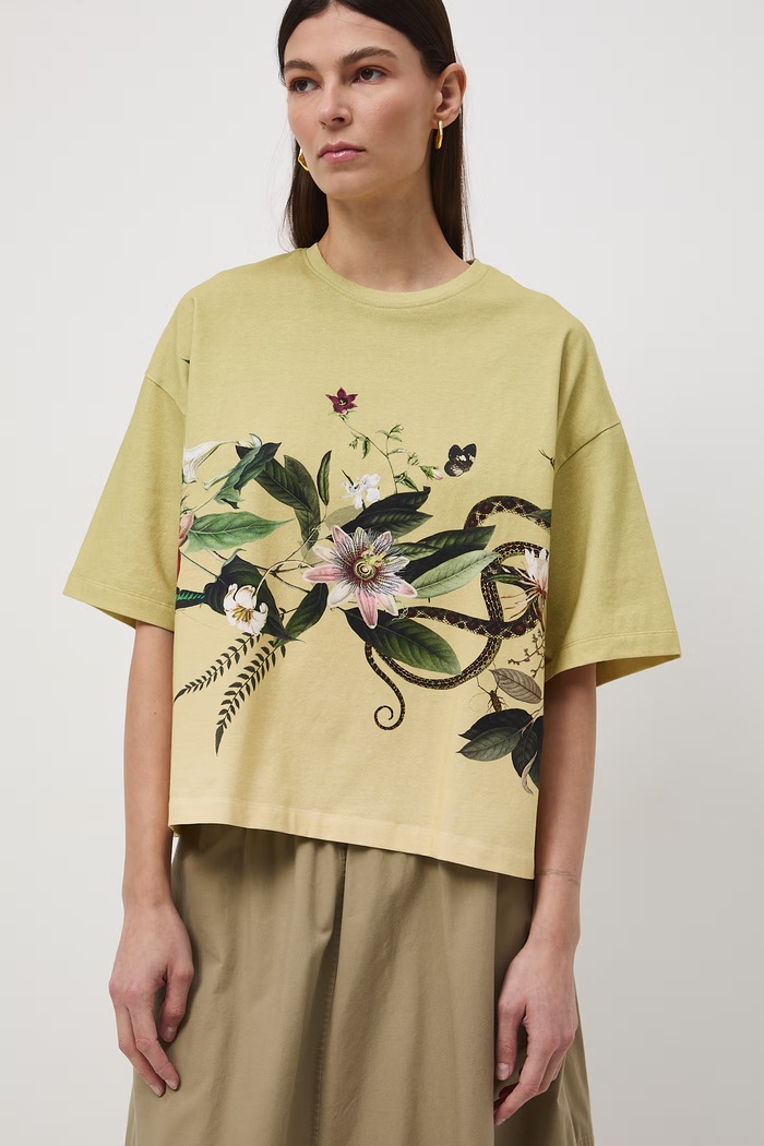 T-shirt oversize damski bawełniany z elastanem zielony RS26-TSD506