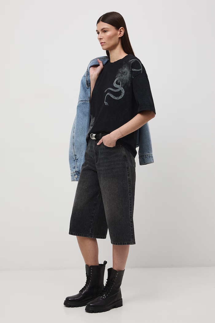 Oversize tričko dámske bavlnené čierna RS26-TSD507