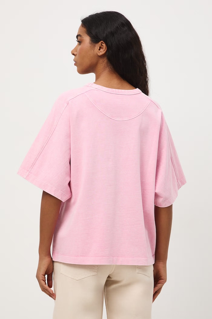 Odzież T-shirt oversize damski bawełniany RS26-TSD510 różowy