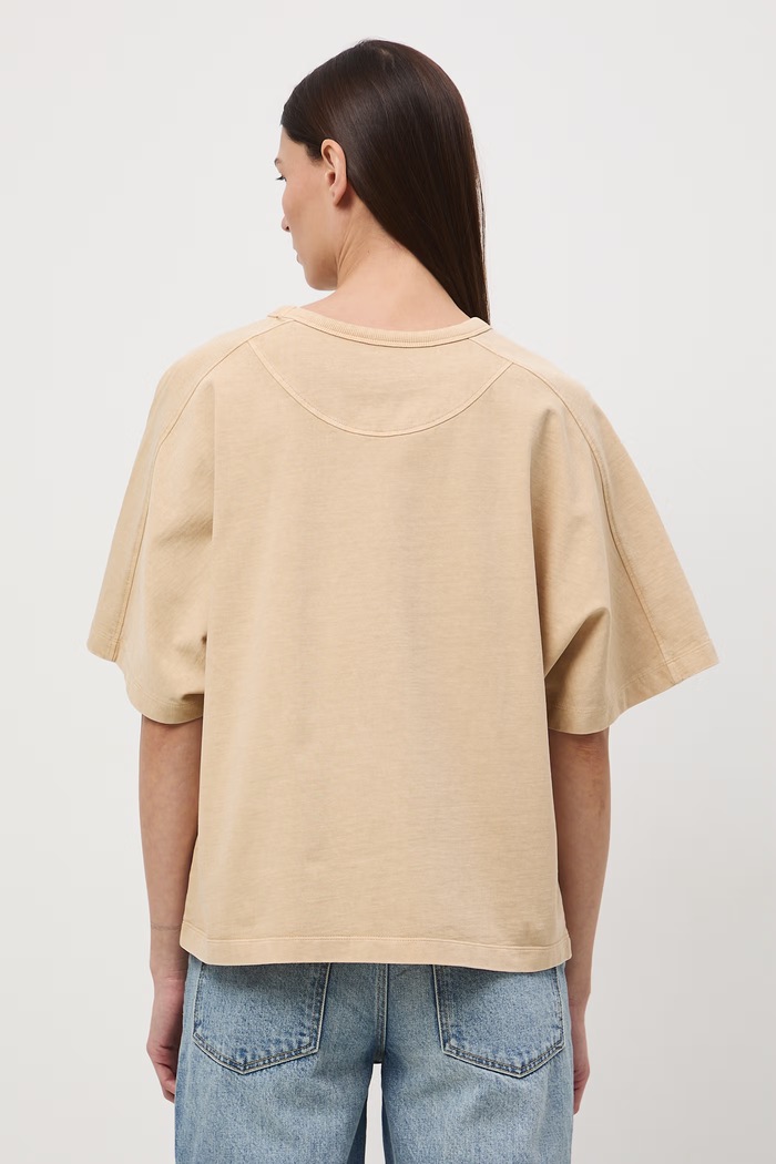 Odzież T-shirt oversize damski bawełniany RS26-TSD510 beżowy