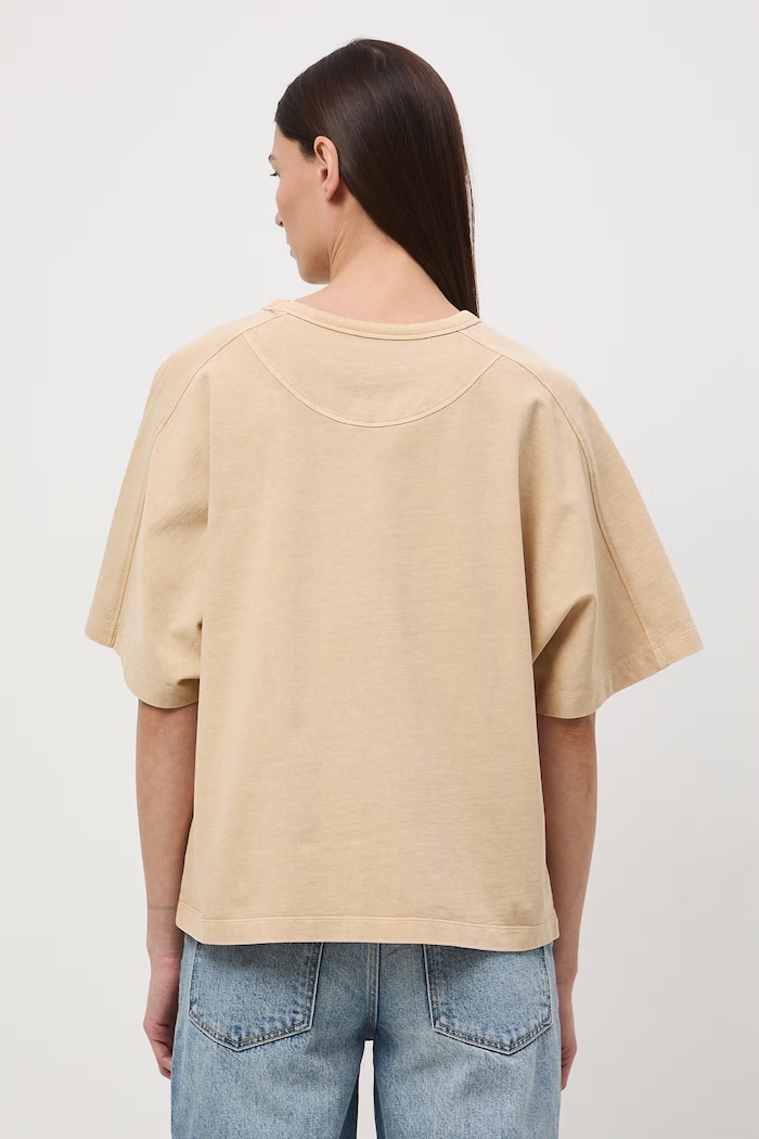 Odzież T-shirt oversize damski bawełniany RS26-TSD510 beżowy