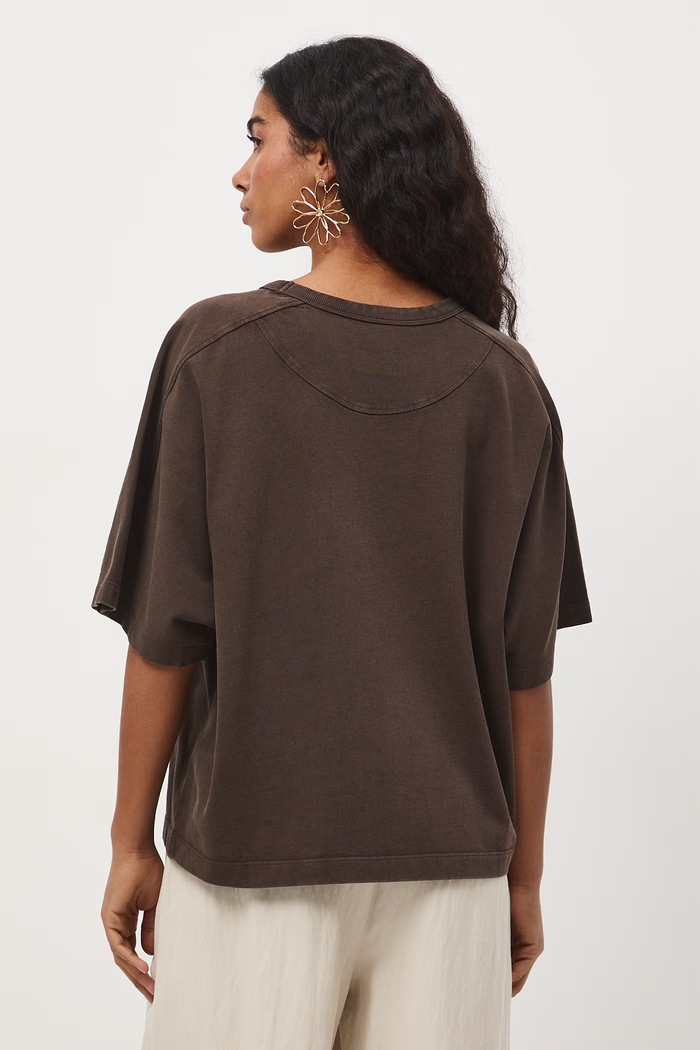 Odzież T-shirt oversize damski bawełniany RS26-TSD510 brązowy