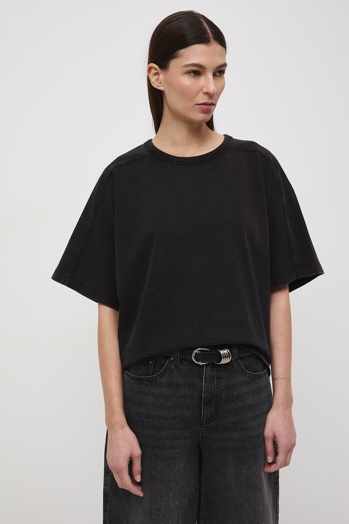 T-shirt oversize damski bawełniany RS26-TSD510 szary RS26