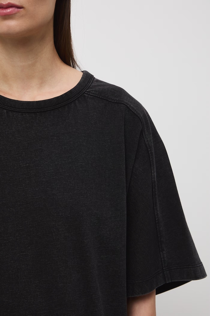 T-shirt oversize damski bawełniany RS26-TSD510 szary